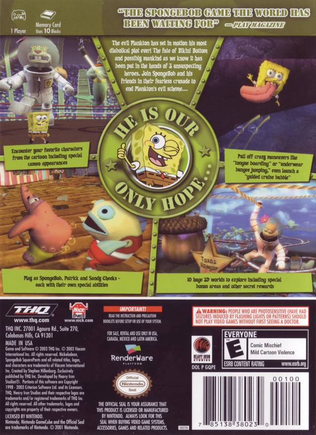 SpongeBob SquarePants: Battle for Bikini Bottom (Player's Choice) - (GC) GameCube [Pre-Owned] Video Games THQ   