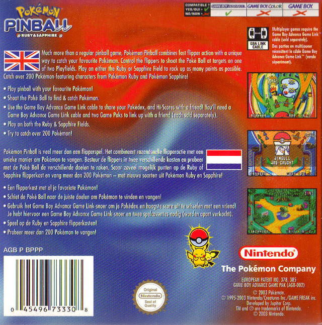 Pokemon Pinball: Ruby & Sapphire - (GBA) Game Boy Advance (European Import) [Pre-Owned] Video Games Nintendo   
