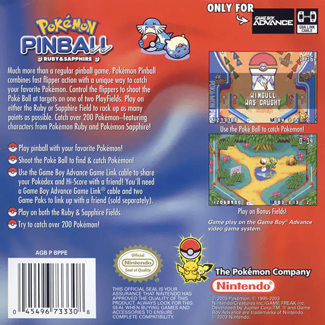 Pokemon Pinball: Ruby & Sapphire - (GBA) Game Boy Advance [Pre-Owned] Video Games Nintendo   