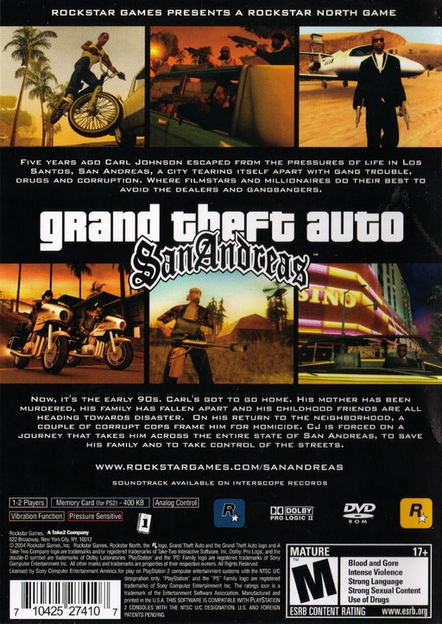 Grand Theft Auto: San Andreas - (PS2) PlayStation 2 [Pre-Owned] Video Games Rockstar Games   