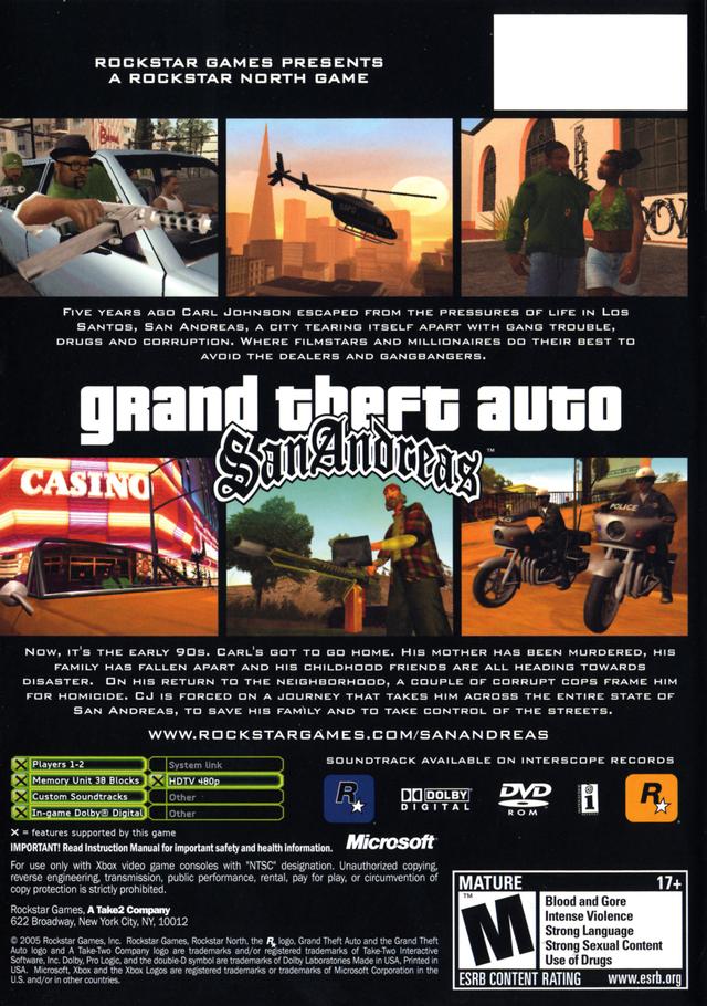 Grand Theft Auto: San Andreas - (XB) Xbox [Pre-Owned] Video Games Rockstar Games   