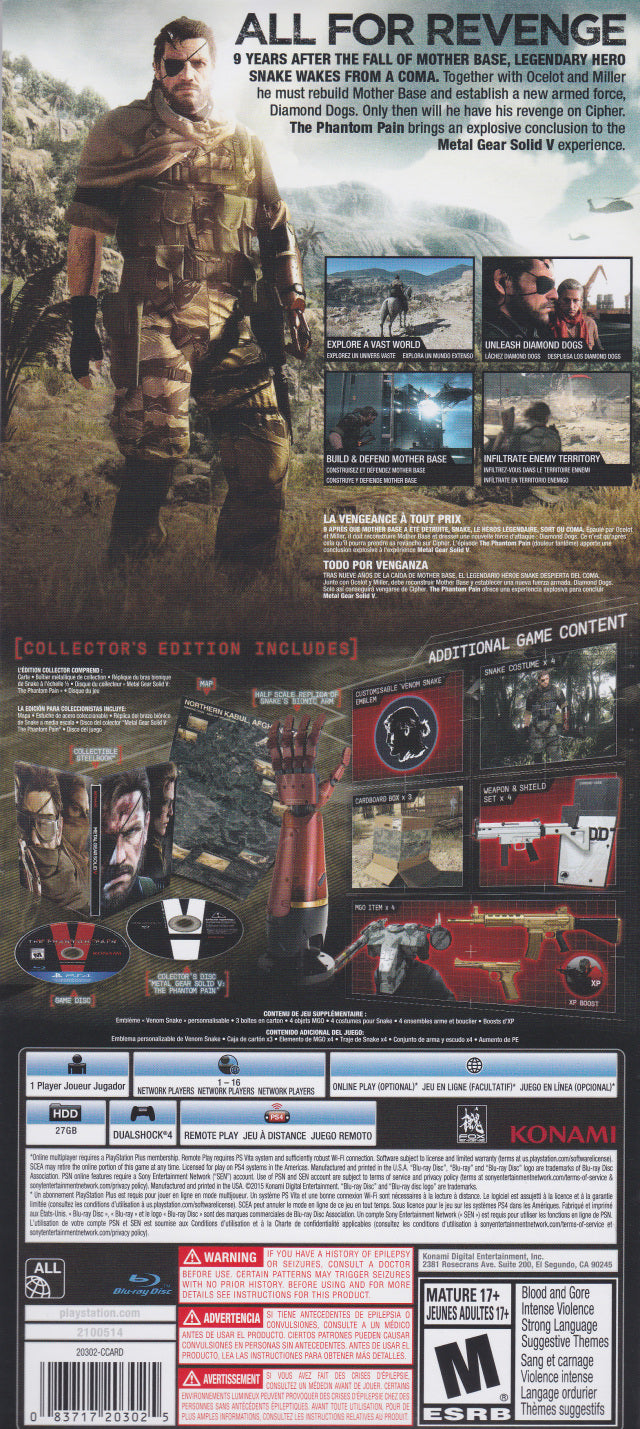 Metal Gear Solid V: The Phantom Pain (Collector's Edition) - (PS4) PlayStation 4 [Pre-Owned] Video Games Konami   