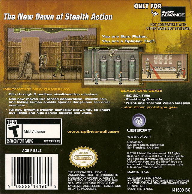 Tom Clancy's Splinter Cell: Pandora Tomorrow - (GBA) Game Boy Advance Video Games Ubisoft   