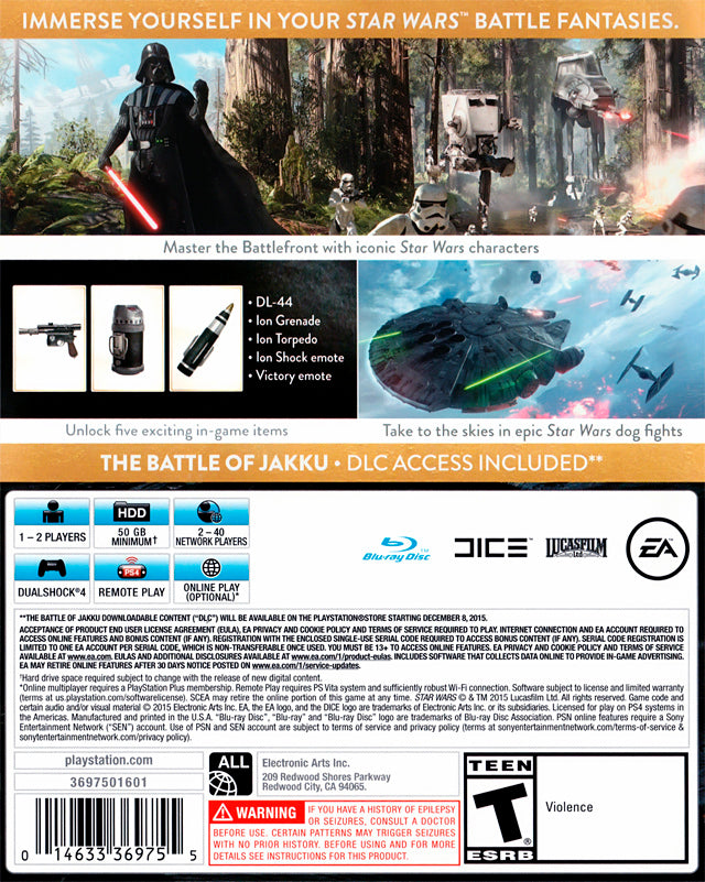 Star Wars Battlefront (Deluxe Edition) - PlayStation 4 Video Games Electronic Arts   