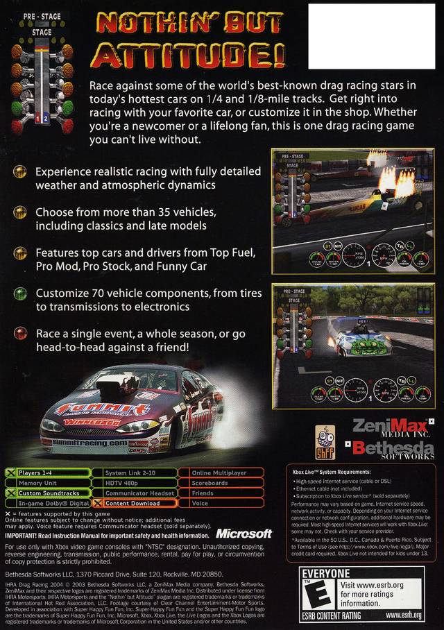 IHRA Drag Racing 2004 - Xbox Video Games Bethesda Softworks   