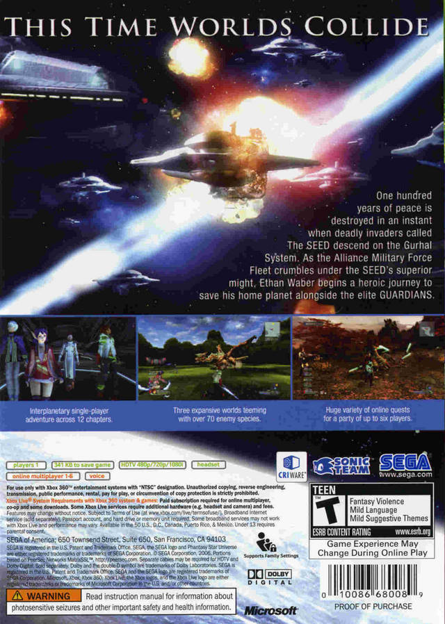 Phantasy Star Universe - Xbox 360 Video Games Sega   