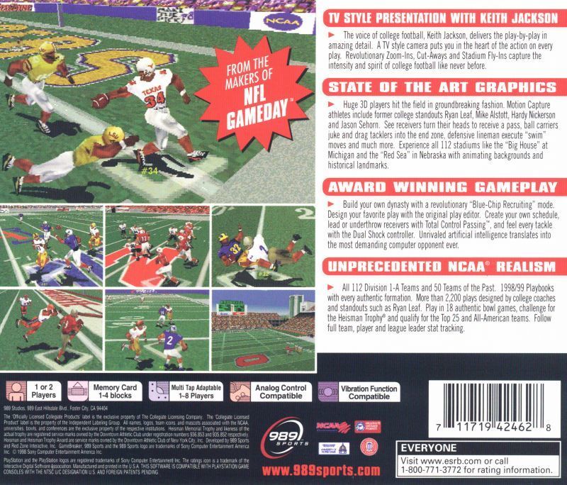 NCAA GameBreaker 99 - (PS1) PlayStation 1 Video Games 989 Sports   