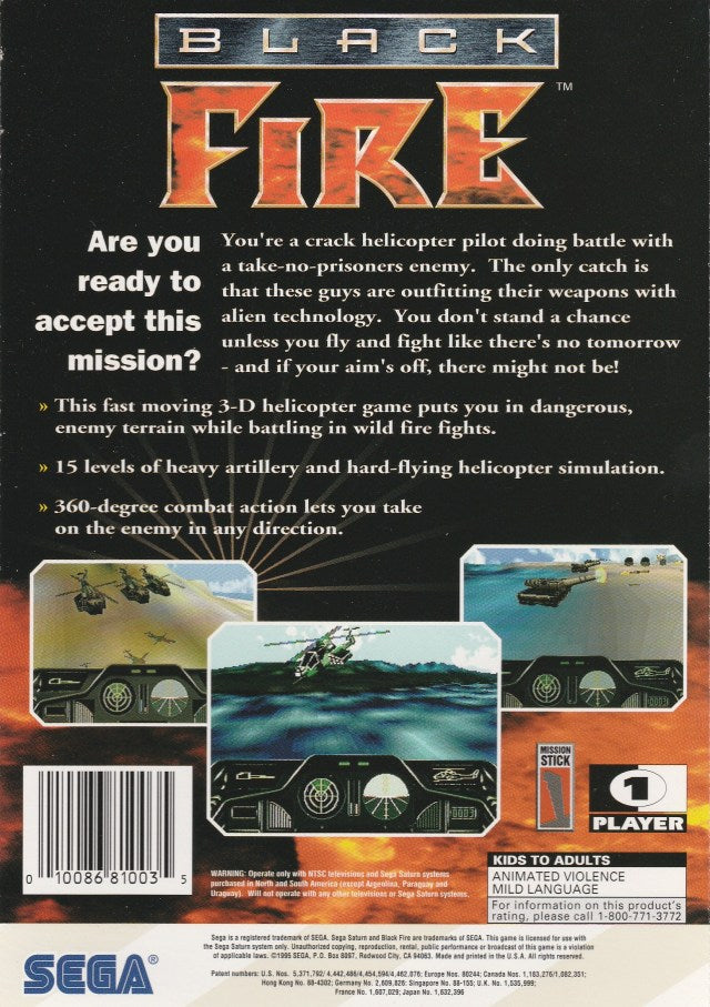 Black Fire - (SS) SEGA Saturn Video Games Sega   