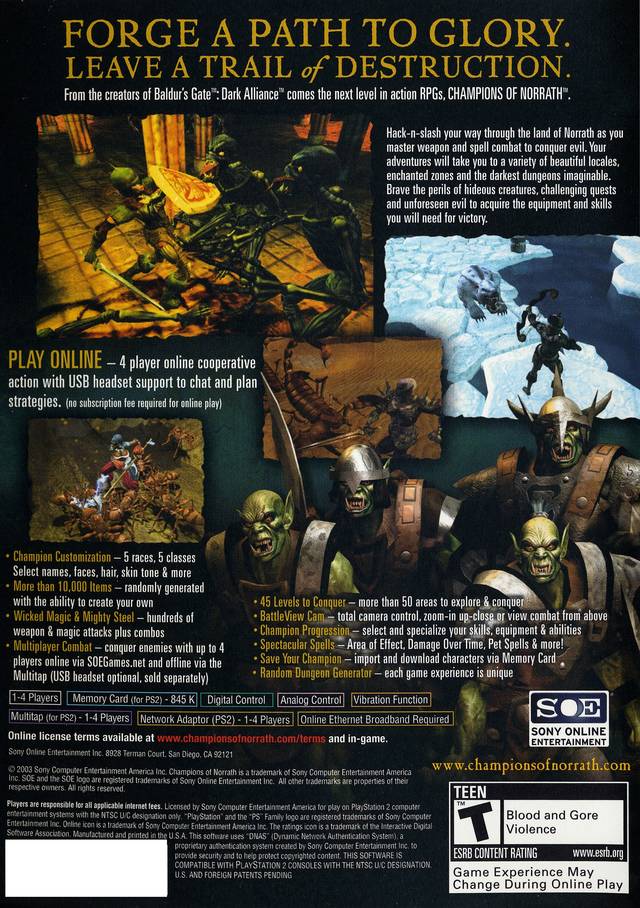 Champions of Norrath - (PS2) PlayStation 2 [Pre-Owned] Video Games Sony Online Entertainment   