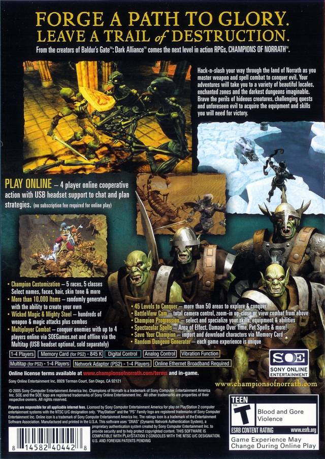 Champions of Norrath (Greatest Hits) - (PS2) PlayStation 2 [Pre-Owned] Video Games Sony Online Entertainment   