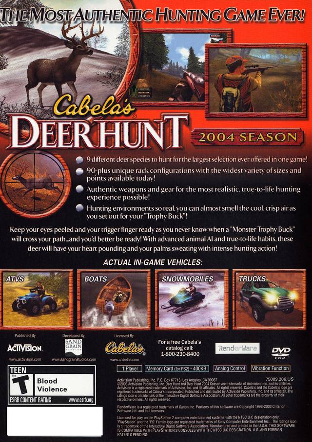 Cabela's Deer Hunt: 2004 Season - (PS2) PlayStation 2 [Pre-owned] Video Games Activision   