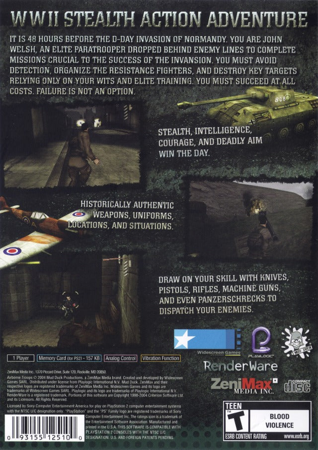 Airborne Troops: Countdown to D-Day - (PS2) PlayStation 2 Video Games Mud Duck Productions   