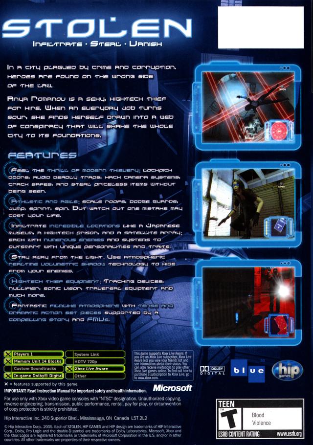 Stolen - Xbox Video Games Hip Games   