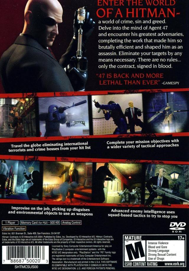 Hitman: Contracts - (PS2) PlayStation 2 [Pre-Owned] Video Games Eidos Interactive   