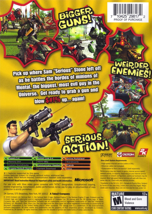 Serious Sam II - (XB) Xbox Video Games 2K Games   