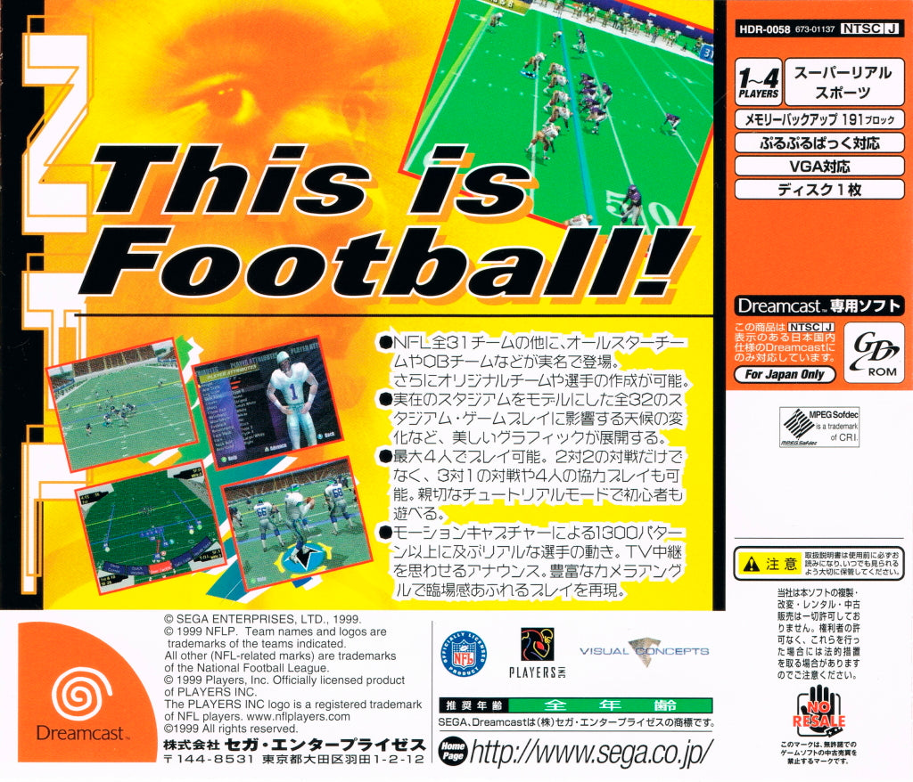 Sega Sports NFL 2K - (DC) SEGA Dreamcast [Pre-Owned] (Japanese Import) Video Games Sega   