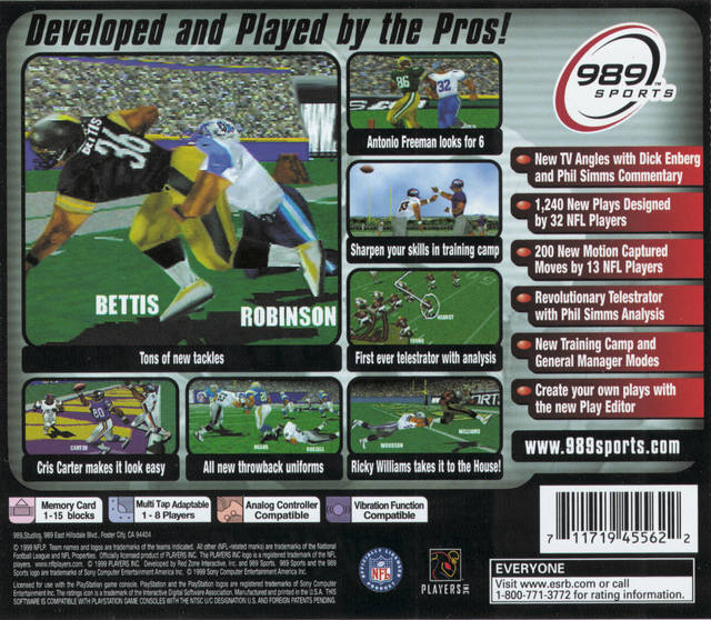 NFL GameDay 2000 - PlayStation Video Games 989 Sports   