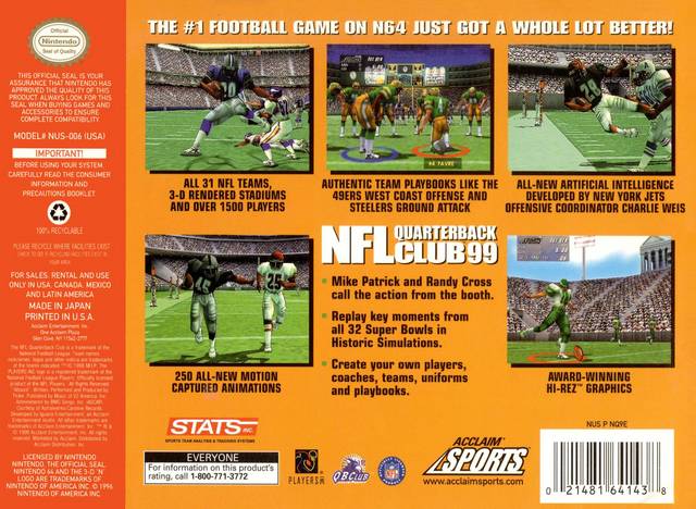 NFL Quarterback Club 99 - (N64) Nintendo 64 [Pre-Owned] Video Games Acclaim   