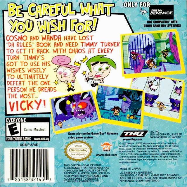The Fairly OddParents! Breakin' Da Rules - (GBA) Game Boy Advance Video Games THQ   