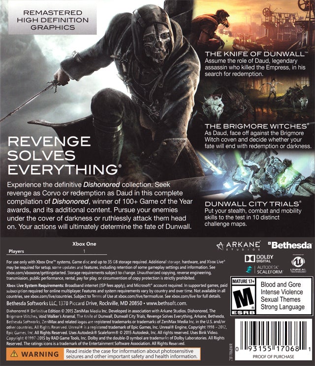Dishonored: Definitive Edition - (XB1) Xbox One [Pre-Owned] Video Games Bethesda Softworks   