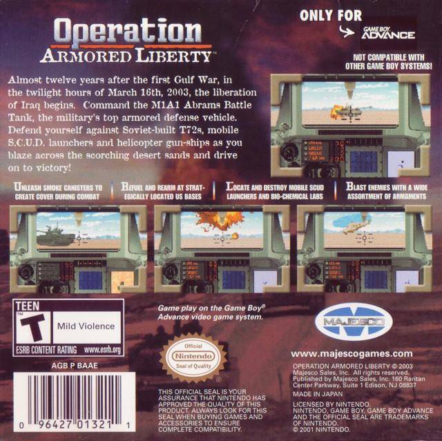 Operation Armored Liberty - (GBA) Game Boy Advance Video Games Majesco   