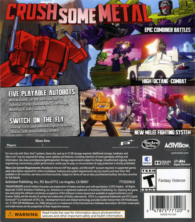 Transformers: Devastation - (XB1) Xbox One [Pre-Owned] Video Games Activision   