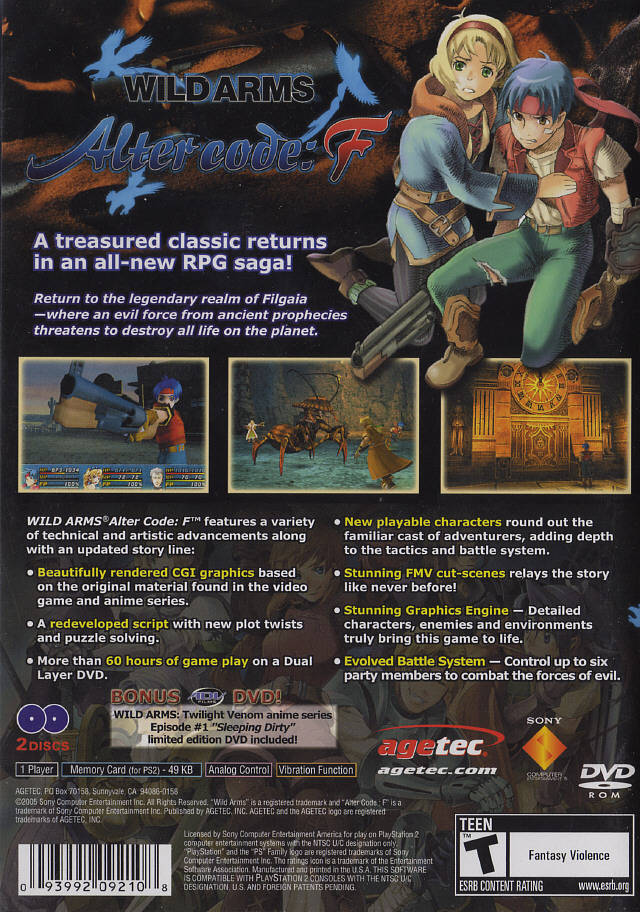 Wild Arms Alter Code: F - (PS2) PlayStation 2 [Pre-Owned] Video Games Agetec   