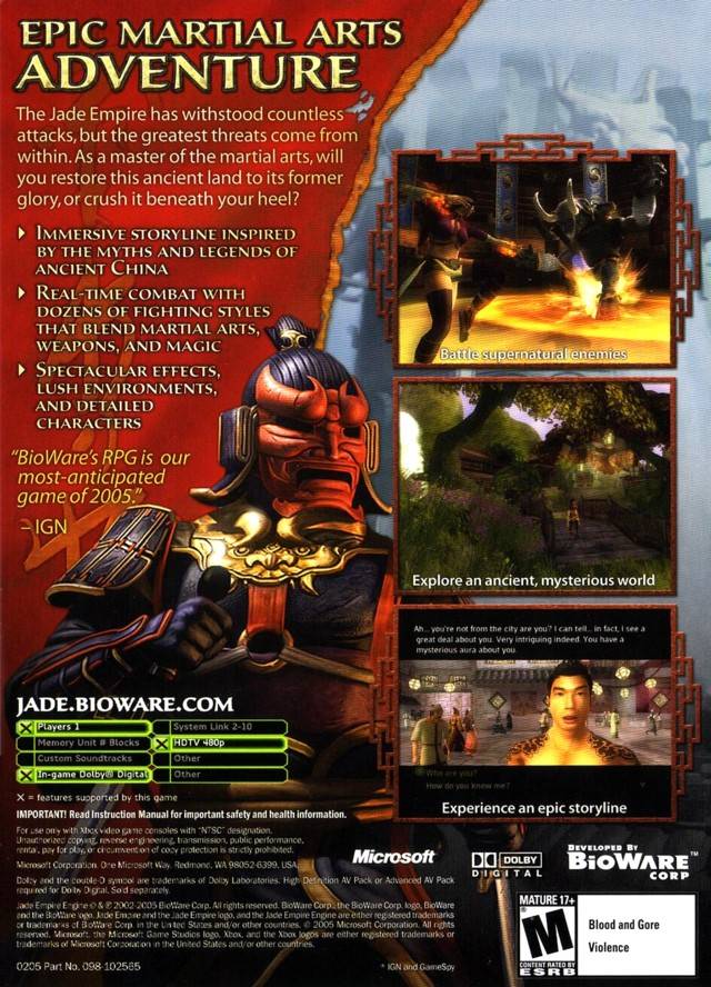 Jade Empire - (XB) Xbox [Pre-Owned] Video Games Microsoft Game Studios   