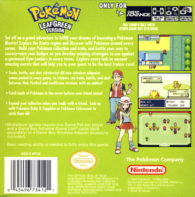 Pokemon LeafGreen Version - (GBA) Game Boy Advance [Pre-Owned] Video Games Nintendo   