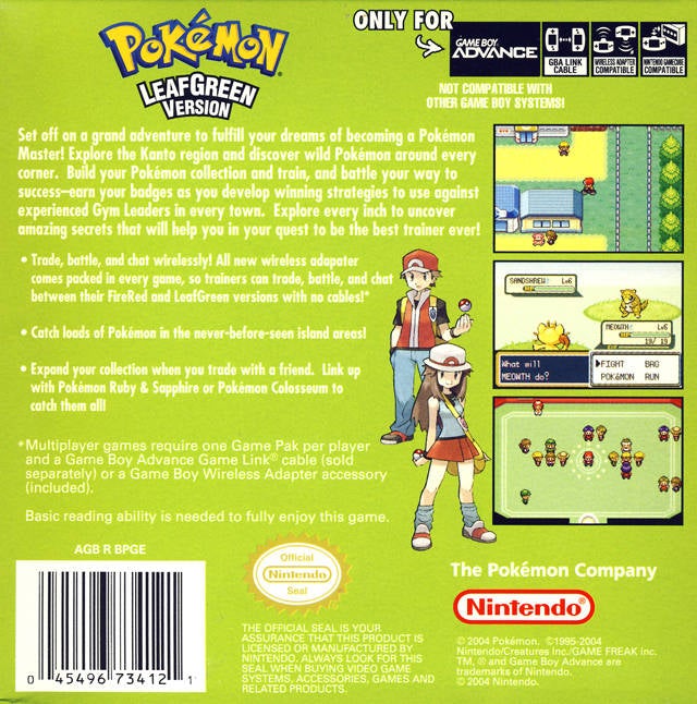Pokemon LeafGreen Version - (GBA) Game Boy Advance [Pre-Owned] Video Games Nintendo   