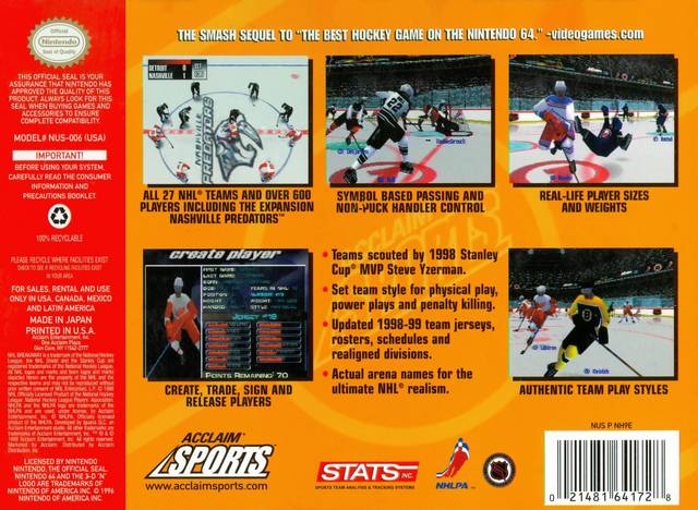 NHL Breakaway 99 - (N64) Nintendo 64 [Pre-Owned] | J&L Game