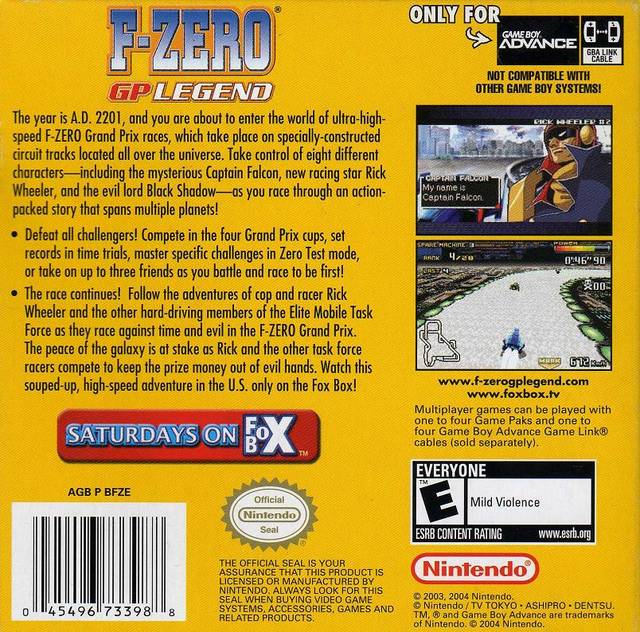 F-Zero: GP Legend - (GBA) Game Boy Advance Video Games Nintendo   