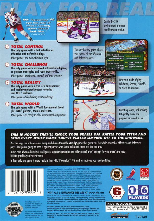 NHL PowerPlay '96 - (SS) SEGA Saturn [Pre-Owned] Video Games Virgin Interactive   