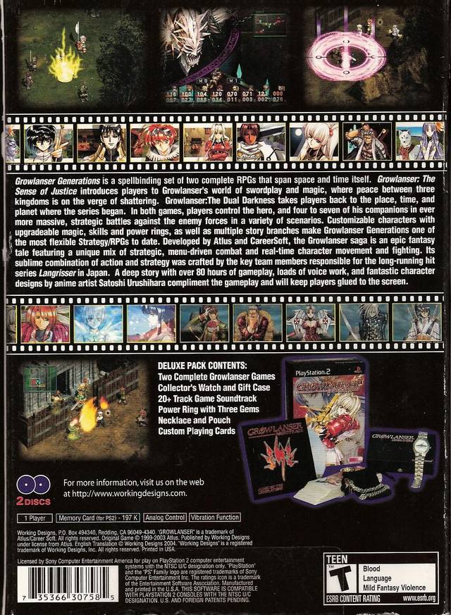 Growlanser Generations (Deluxe Pack) - PlayStation 2 Pre-Owned Video Games Working Designs   