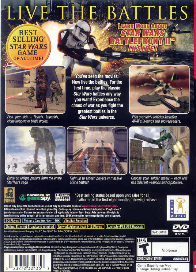 Star Wars: Battlefront (Greatest Hits) - (PS2) PlayStation 2 [Pre-Owned] Video Games LucasArts   