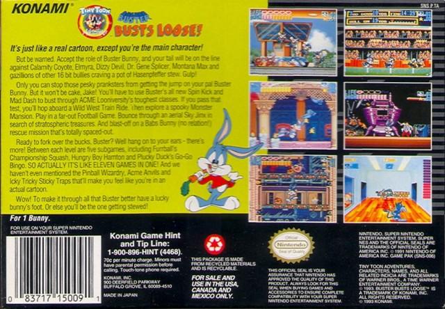 Tiny Toon Adventures: Buster Busts Loose! - (SNES) Super Nintendo [Pre-Owned] Video Games Konami   