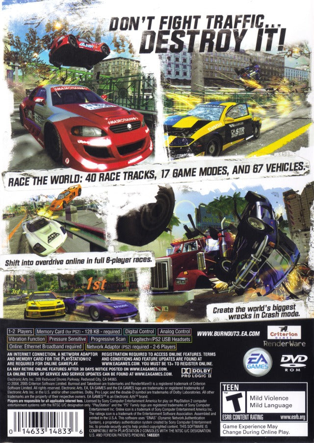 Burnout 3: Takedown (Greatest Hits) - (PS2) PlayStation 2 [Pre-Owned] Video Games Electronic Arts   