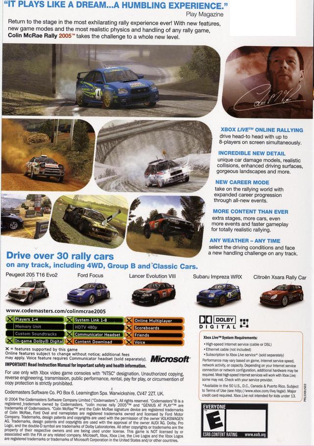 Colin McRae Rally 2005 - Xbox Video Games Codemasters   