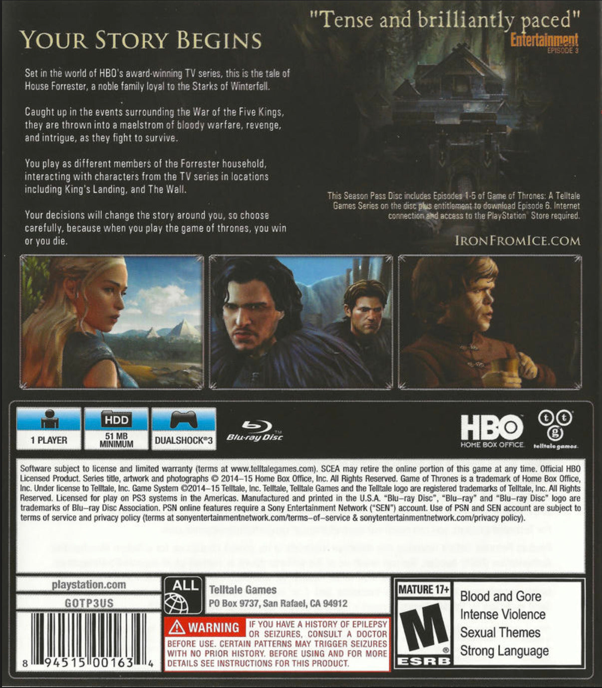 Game of Thrones - A Telltale Games Series - (PS3) PlayStation 3 [Pre-Owned] Video Games Telltale Games   
