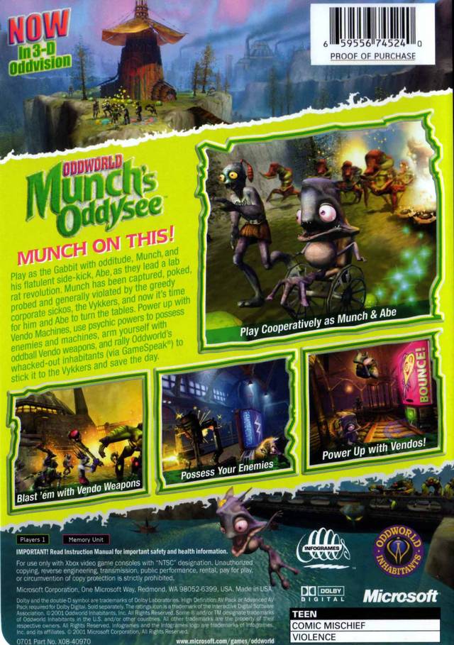 Oddworld: Munch's Oddysee - (XB) Xbox Video Games Microsoft Game Studios   