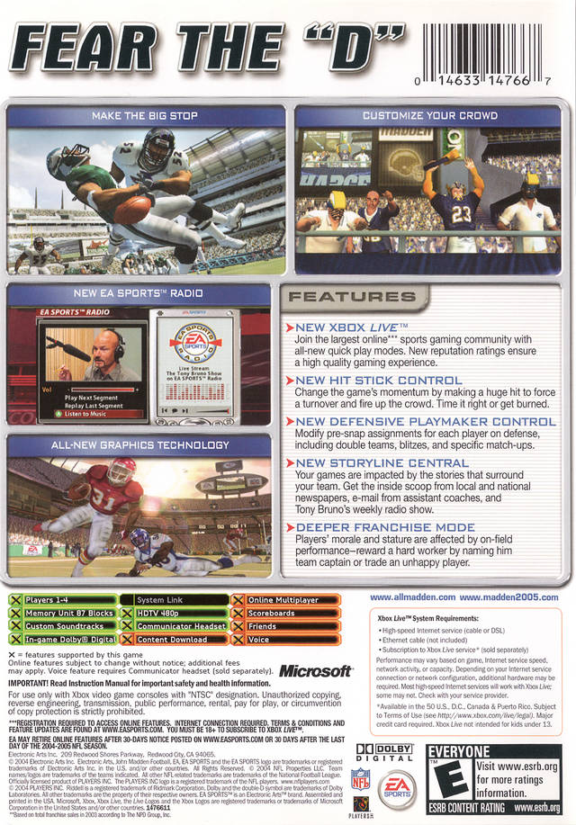 Madden NFL 2005 - (XB) Xbox [Pre-Owned] Video Games EA Sports   