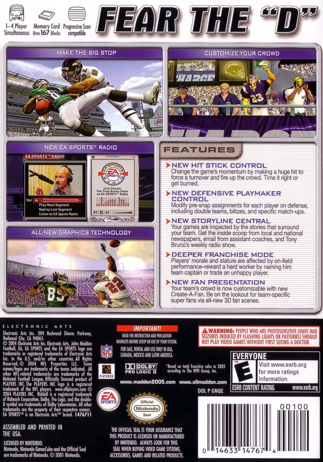 Madden NFL 2005 - (GC) GameCube [Pre-Owned] Video Games EA Sports   