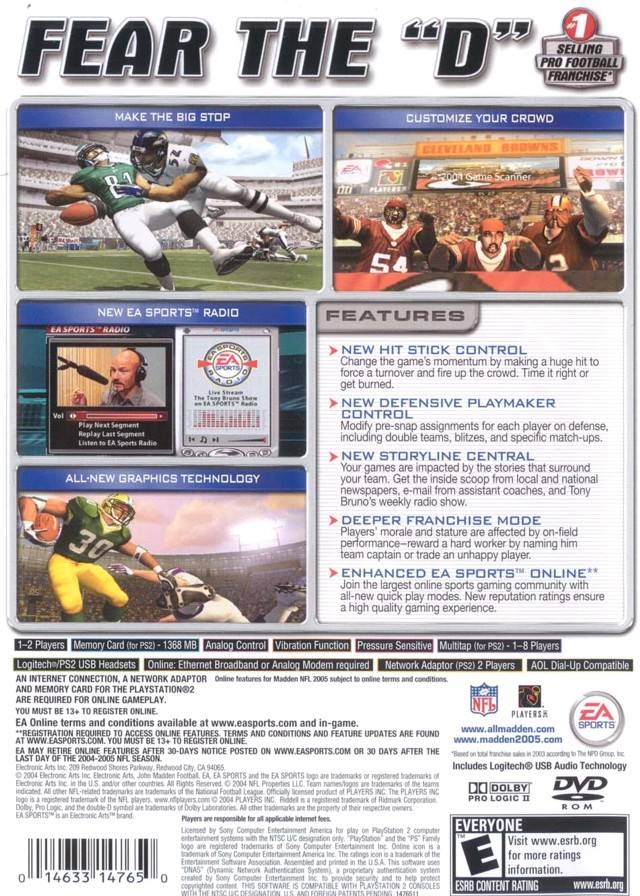 Madden NFL 2005 - (PS2) PlayStation 2 [Pre-Owned] Video Games EA Sports   
