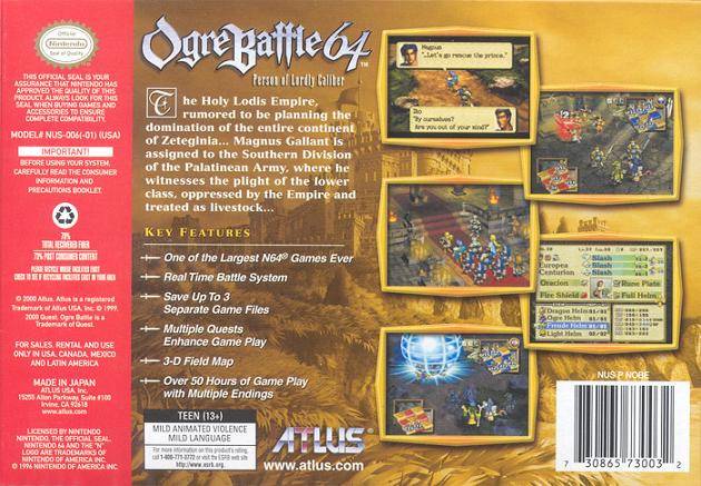 Ogre Battle 64: Person of Lordly Caliber - (N64) Nintendo 64 Video Games Atlus   