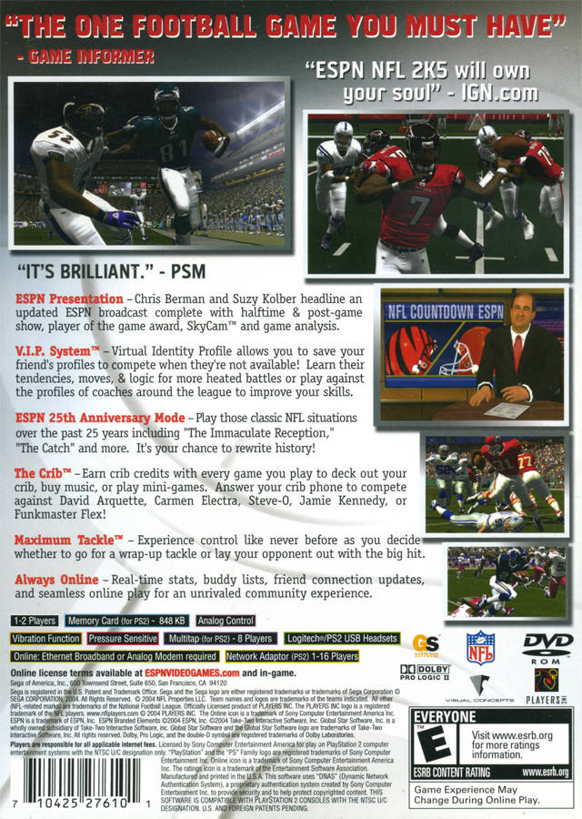 ESPN NFL 2K5 - (PS2) PlayStation 2 [Pre-Owned] Video Games Sega   