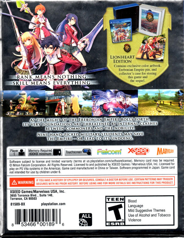 The Legend of Heroes: Trails of Cold Steel (Lionheart Edition) - (PSV) PlayStation Vita Video Games XSEED Games   
