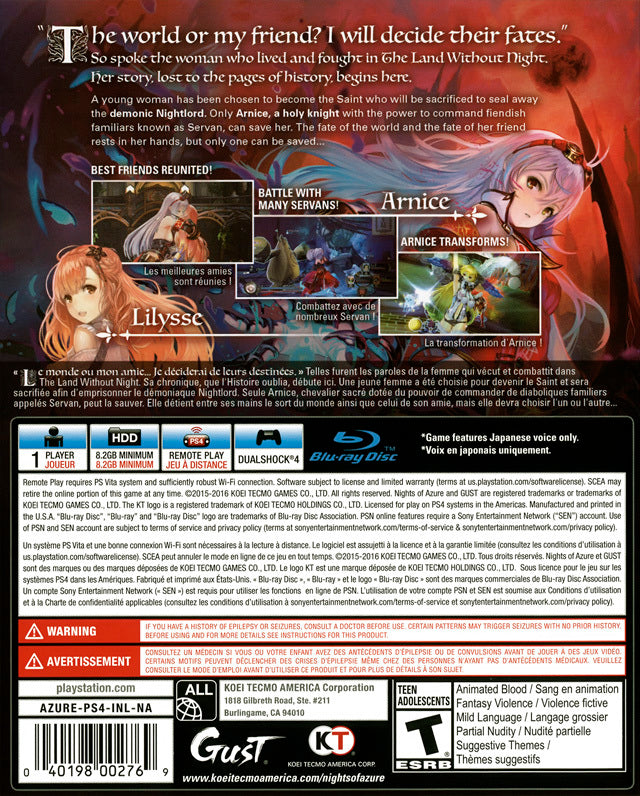 Nights of Azure - (PS4) PlayStation 4 [Pre-Owned] | J&L Game