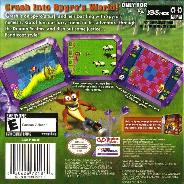 Crash Bandicoot Purple: Ripto's Rampage - (GBA) Game Boy Advance [Pre-Owned] Video Games Vivendi Universal   