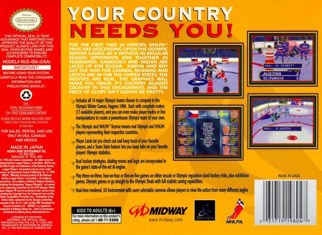 Olympic Hockey 98 - (N64) Nintendo 64 [Pre-Owned] Video Games Midway   