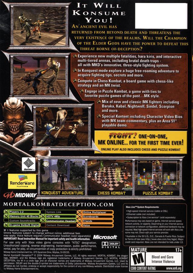 Mortal Kombat: Deception - (XB) Xbox [Pre-Owned] Video Games Midway   